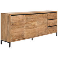 SIDEBOARD Ankara  in 207/86/42 cm  - Schwarz/Naturfarben, KONVENTIONELL, Holz/Metall (207/86/42cm) - Livetastic