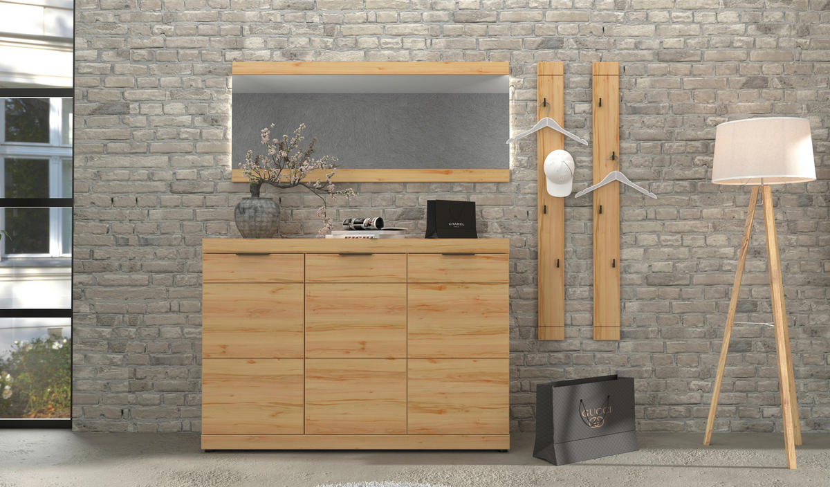 SCHUHSCHRANK Buchefarben  - Buchefarben/Schwarz, KONVENTIONELL, Holzwerkstoff/Kunststoff (150/105/40cm) - Cantus