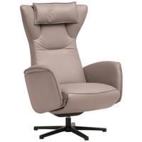 RELAXSESSEL Leder Taupe  - Taupe/Schwarz, Design, Leder/Metall (75/106/86cm) - Valdera