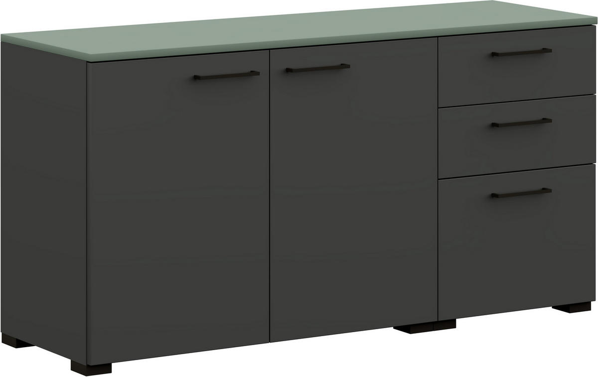 SIDEBOARD 150/72,8/41,9 cm  in Graphitfarben, Salbeigrün  - Salbeigrün/Anthrazit, Design, Holzwerkstoff/Metall (150/72,8/41,9cm) - Cantus