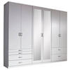 DREHTÜRENSCHRANK in Weiss  - Weiss/Alufarben, Basics, Glas/Holzwerkstoff (271/210/54cm) - Xora