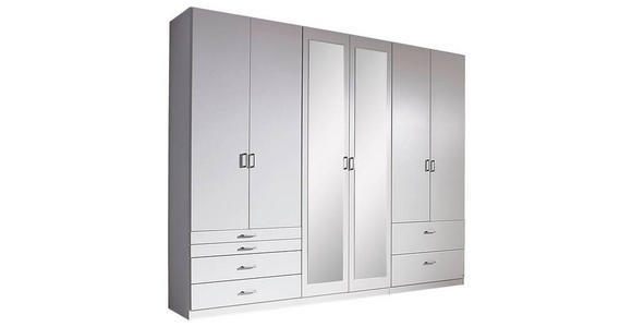 DREHTÜRENSCHRANK 271/210/54 cm  - Alufarben/Weiß, Basics, Glas/Holzwerkstoff (271/210/54cm) - Xora