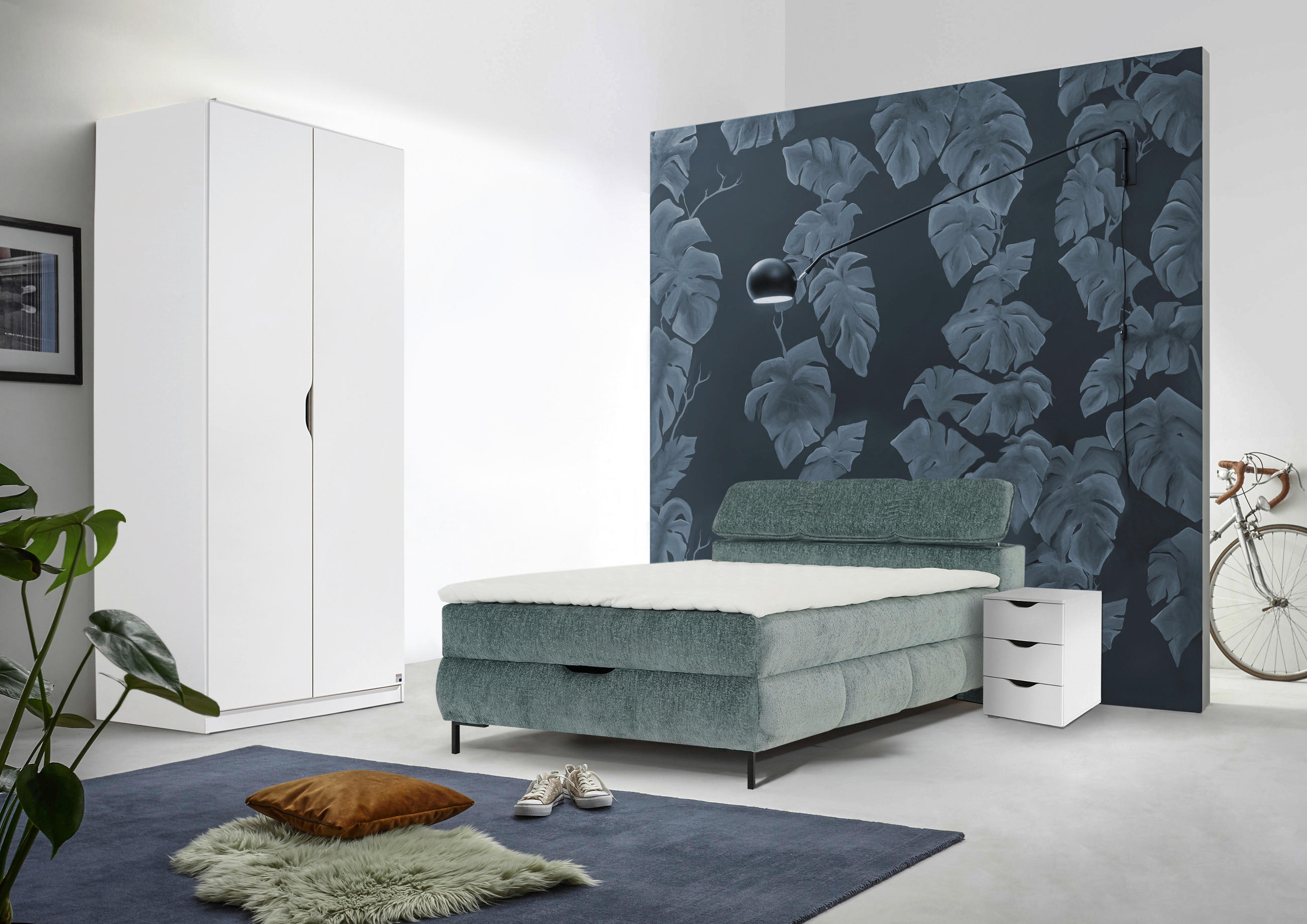 BOXBETT 120/200 cm  in Salbeigrün  - Salbeigrün/Schwarz, KONVENTIONELL, Holz/Holzwerkstoff (120/200cm) - Xora