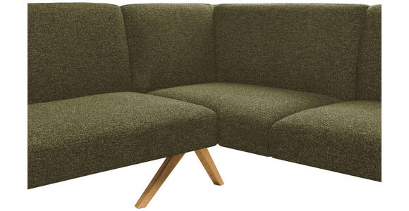 ECKBANK 238/172 cm Webstoff Grün Eiche vollmassiv   - Eichefarben/Grün, KONVENTIONELL, Holz/Textil (238/172cm) - Linea Natura