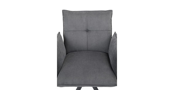 ARMLEHNSTUHL in Eisen Cord - Anthrazit/Schwarz, Design, Textil/Metall (63,5/85/63,5cm) - Novel