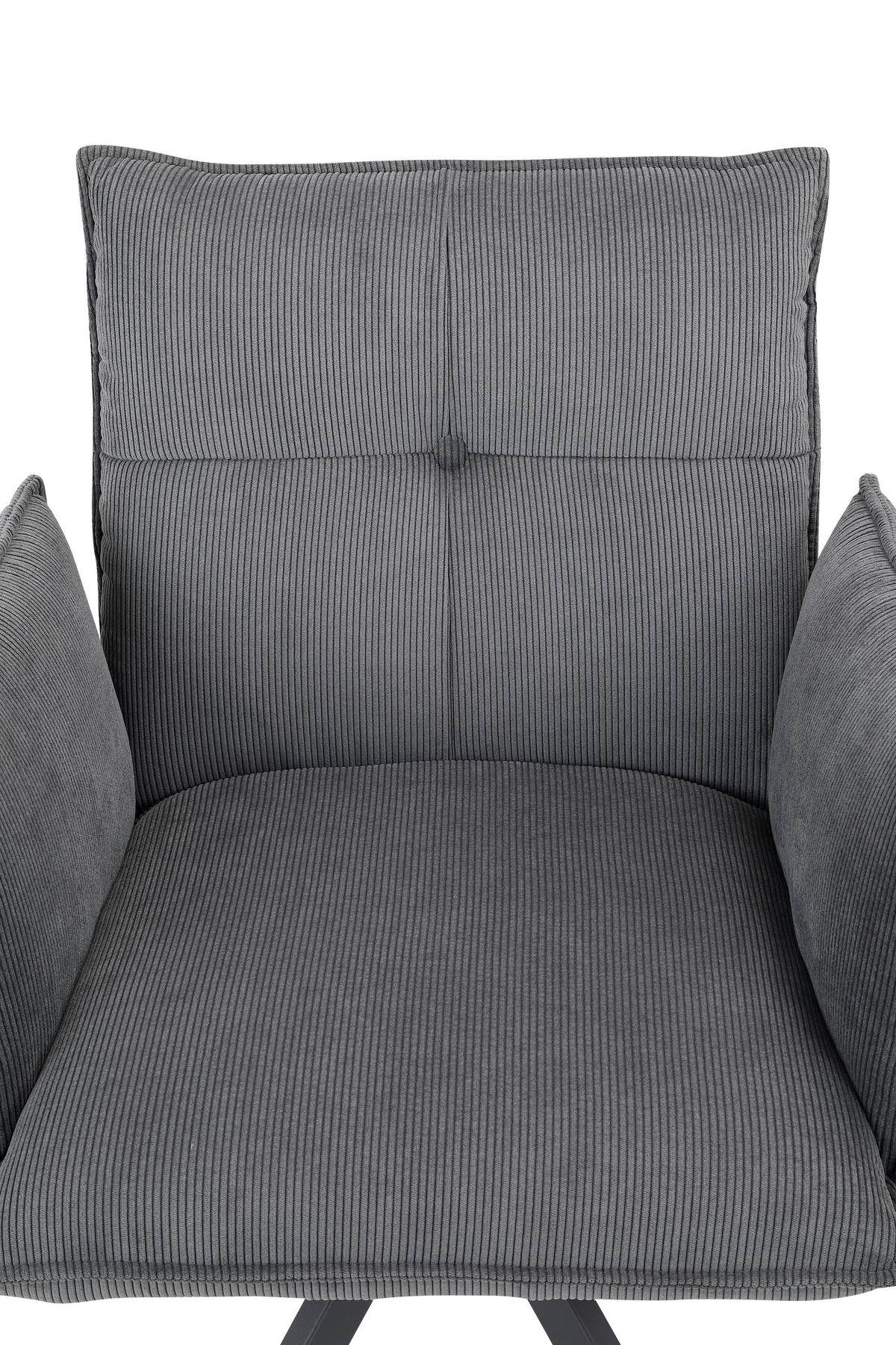 ARMLEHNSTUHL  in Eisen Cord  - Anthrazit/Schwarz, Design, Textil/Metall (63,5/85/63,5cm) - Novel