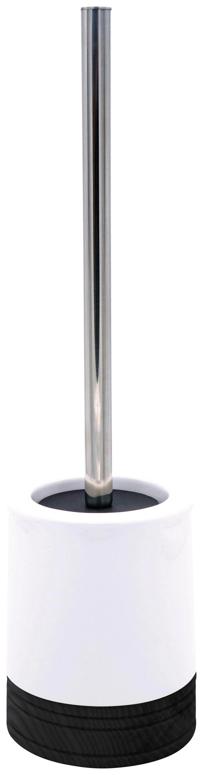 WC-BÜRSTENGARNITUR in Metall Kunststoff - Weiss/Schwarz, Basics, Holz/Keramik (11/42/11cm) - Sadena