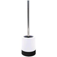 WC-BÜRSTENGARNITUR in Metall  Kunststoff   - Weiss/Schwarz, Basics, Holz/Keramik (11/42/11cm) - Sadena