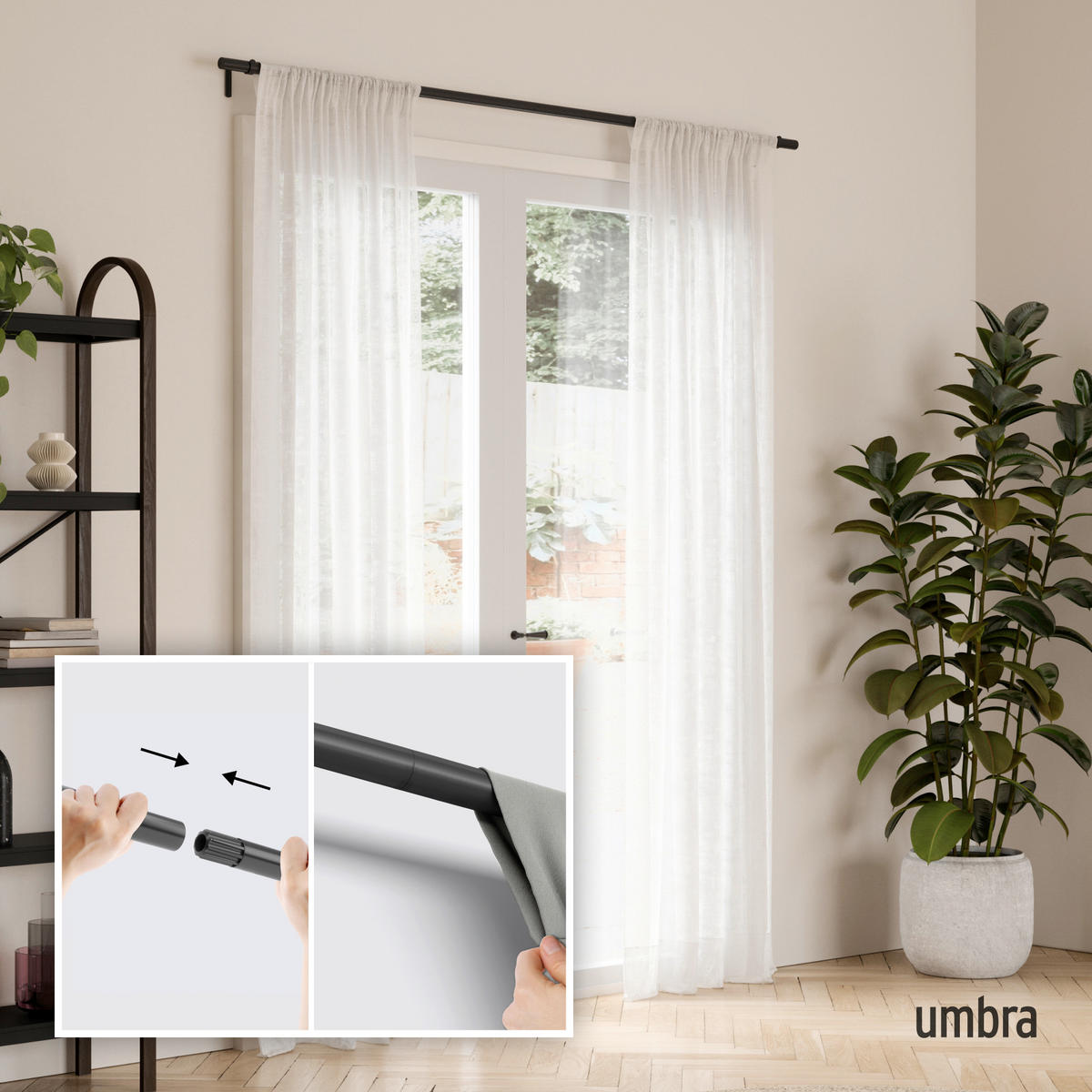 VORHANGSTANGENSET 163-325 cm  - Schwarz, KONVENTIONELL, Kunststoff/Metall (163-325cm) - Umbra