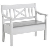 SITZBANK 105/93/58 cm Grau, Weiß Kiefer massiv  - Weiß/Grau, ROMANTIK / LANDHAUS, Holz (105/93/58cm) - Boxxx