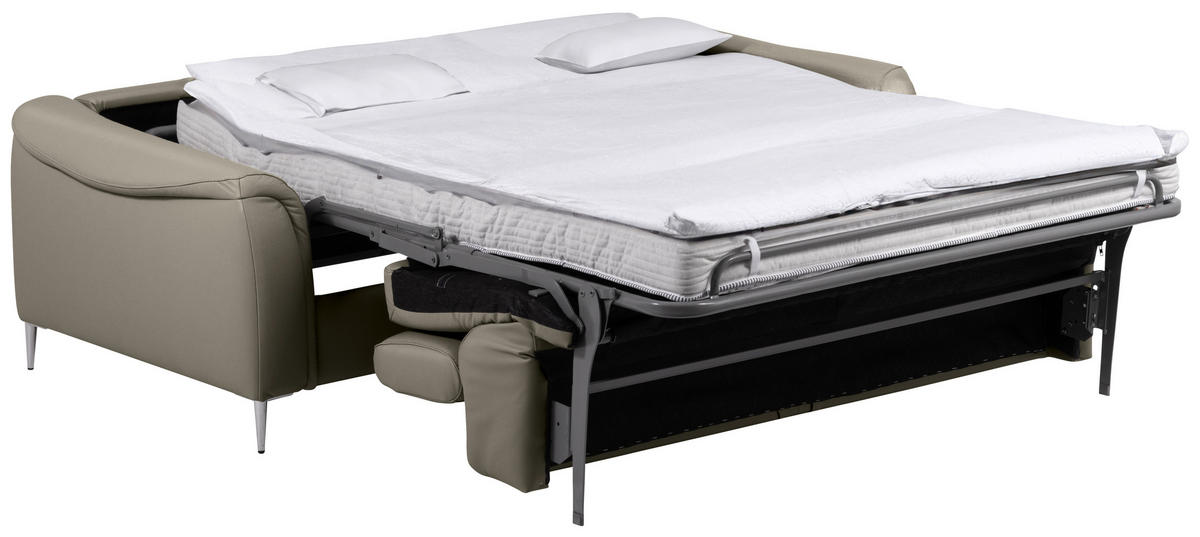 SCHLAFSOFA in Lederlook Echtleder Schlammfarben  - Schlammfarben, Design, Leder/Textil (203/77-98/103cm) - MID.YOU
