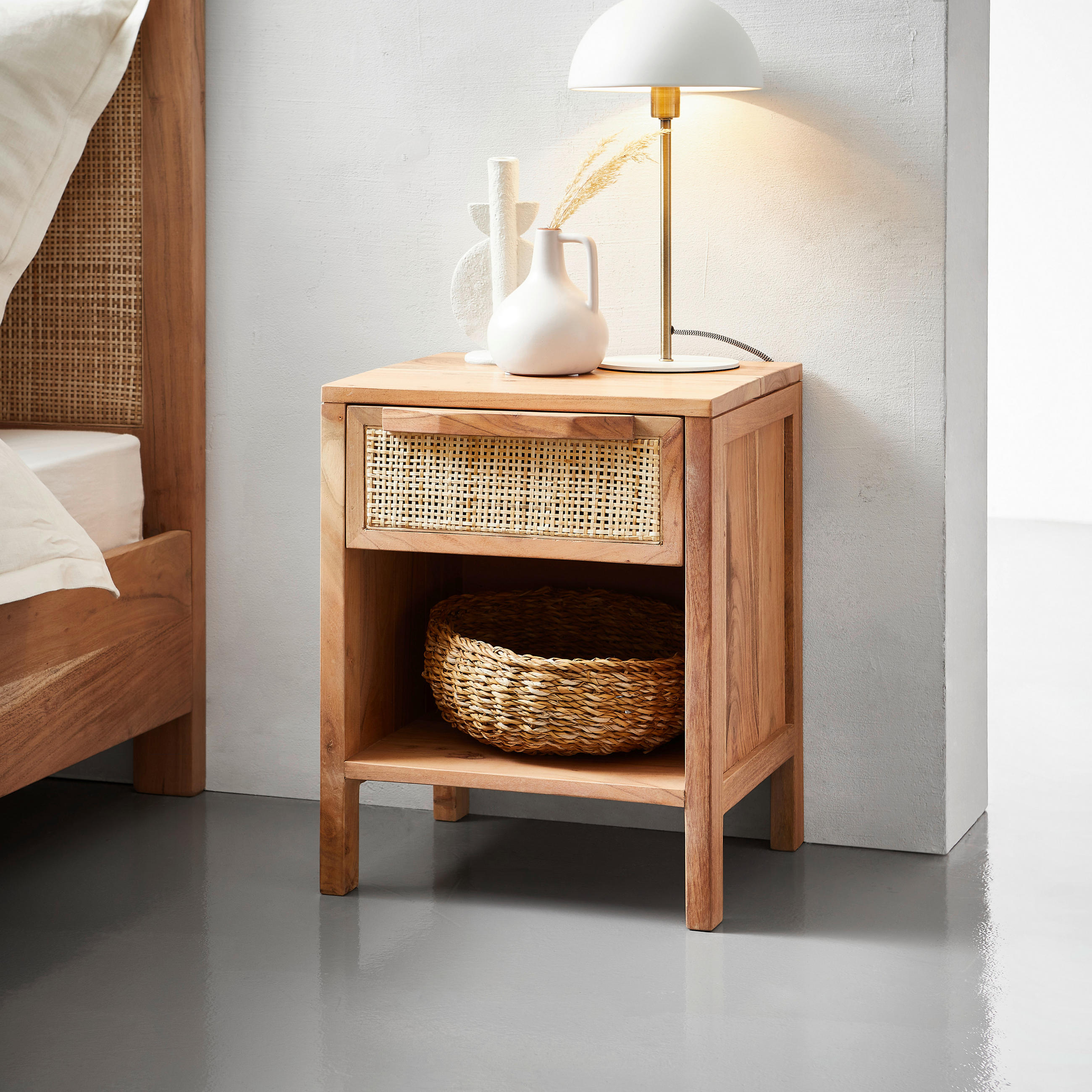 NACHTSCHRANK 40/50/35 cm Akazie Hartholz - Akaziefarben, Trend, Holz (40/50/35cm) - Livetastic