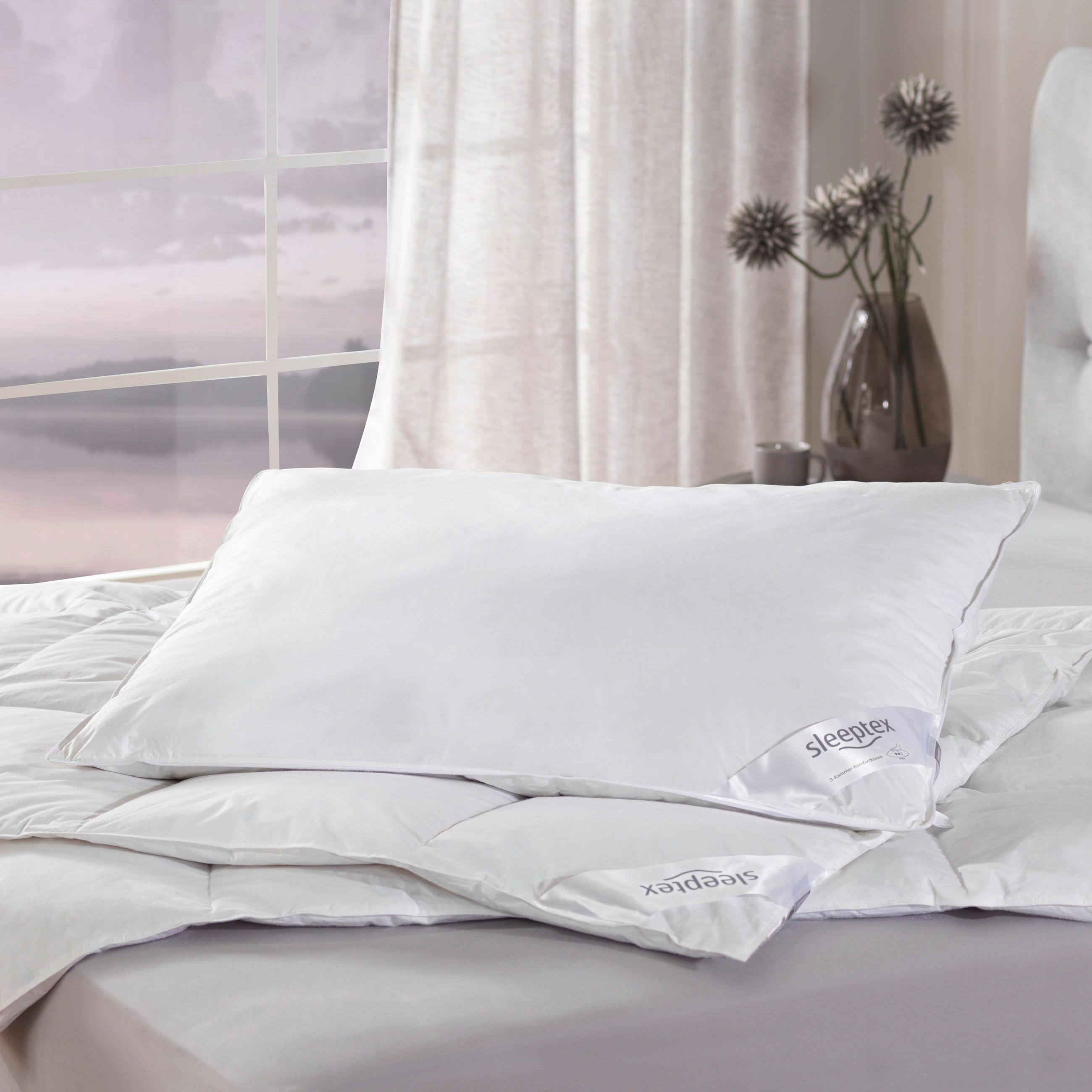 3-KOMOROVÝ VANKÚŠ, 70/90 cm - biela, Basics, textil (70/90cm) - Sleeptex