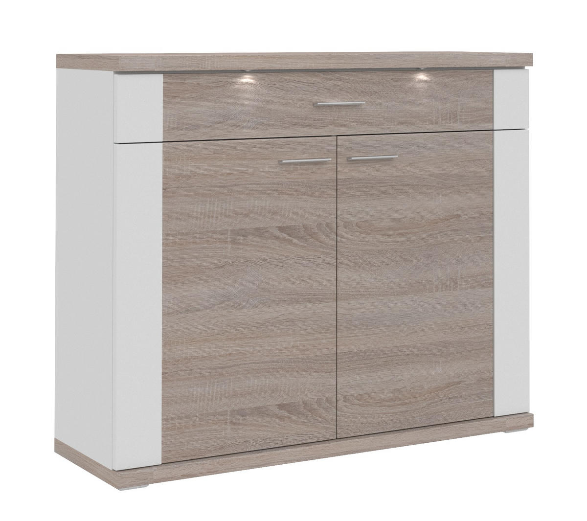 KOMMODE  in 129/107/42 cm  - Chromfarben/Eichefarben, Design, Holzwerkstoff/Kunststoff (129/107/42cm) - Xora