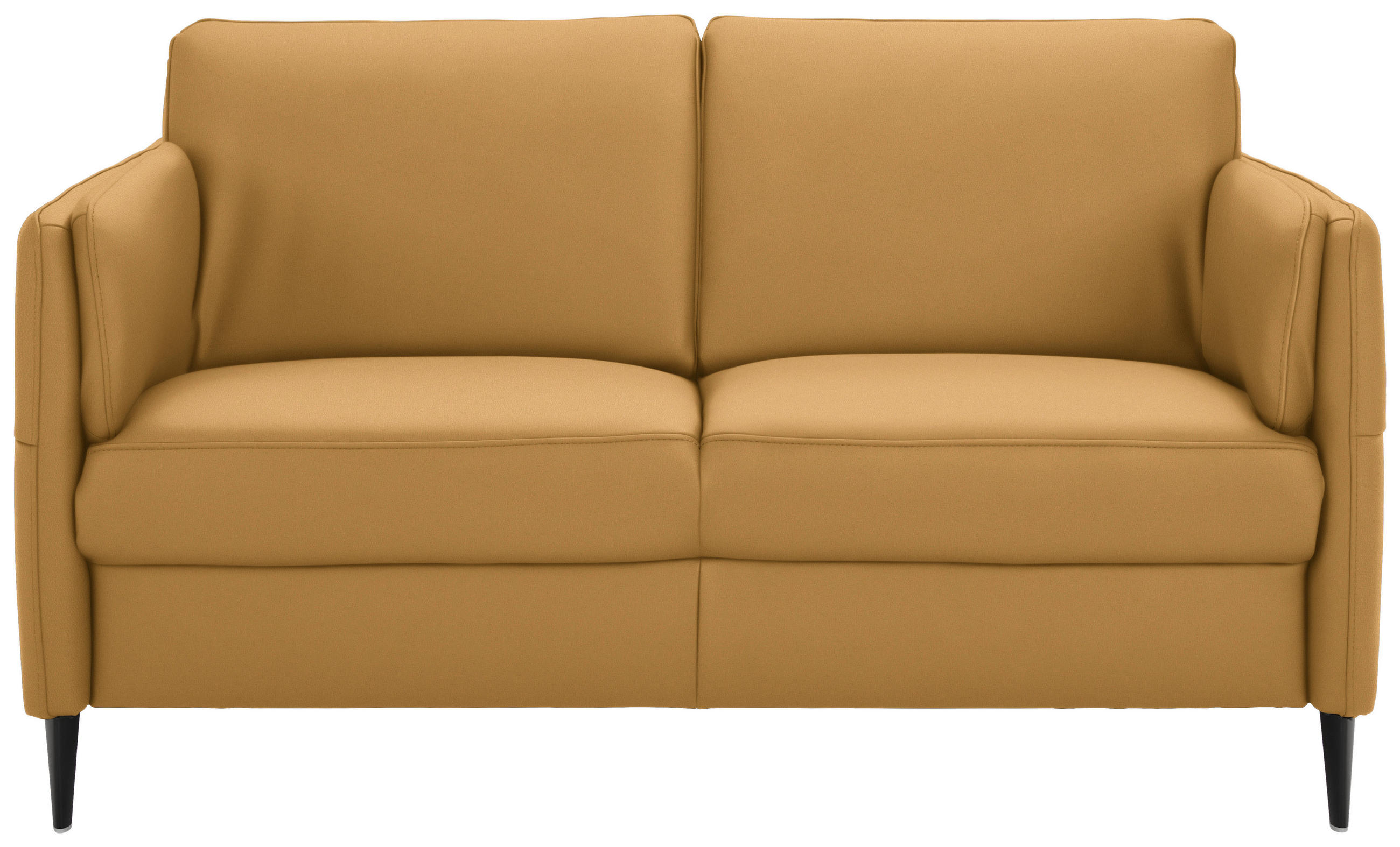 2,5-SITZER Echtleder Senfgelb  - Senfgelb/Schwarz, Design, Leder/Metall (164/84/99cm) - Dieter Knoll