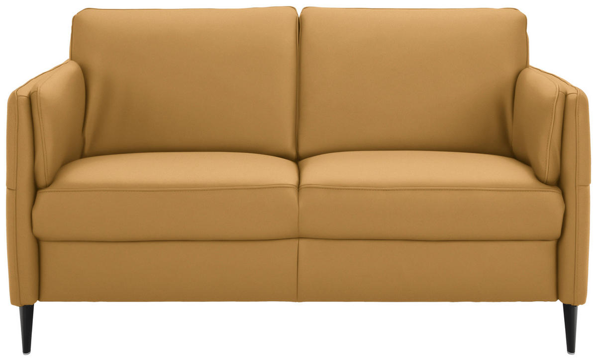 2,5-SITZER Echtleder Senfgelb  - Senfgelb/Schwarz, Design, Leder/Metall (164/84/99cm) - Dieter Knoll