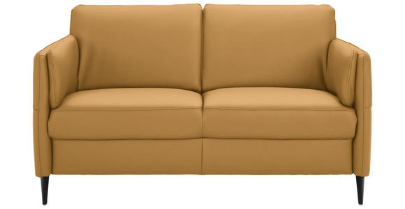 2,5-SITZER Latina in Echtleder Senfgelb   - Senfgelb/Schwarz, Design, Leder/Metall (164/84/99cm) - Dieter Knoll