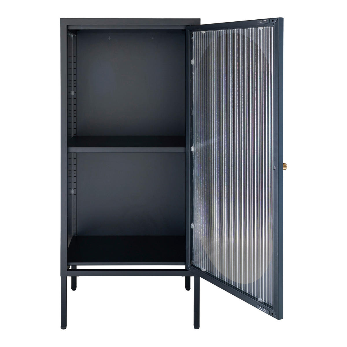 GARDEROBENSCHRANK ADELAIDE  in 50/110/50 cm  - Messingfarben/Schwarz, Design, Glas/Metall (50/110/50cm) - MID.YOU