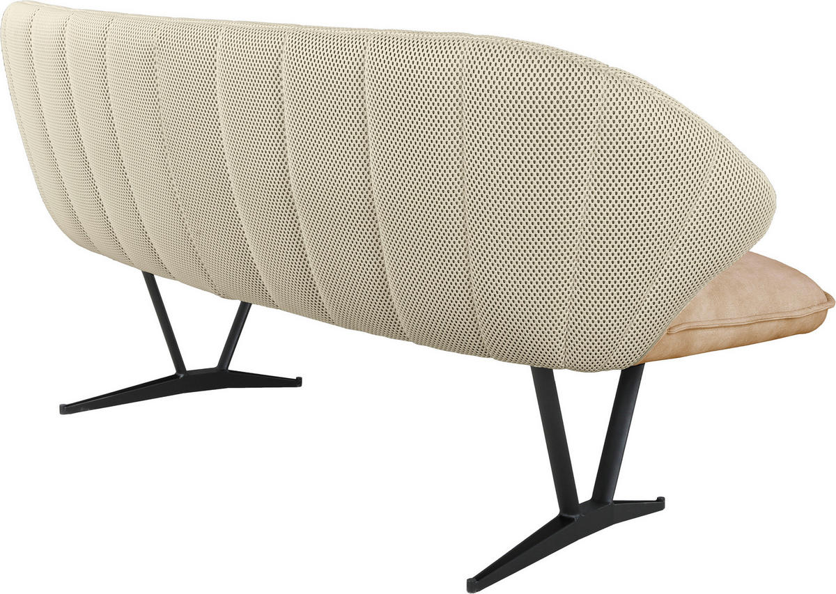 SITTBÄNK i metall, textil beige  - beige/svart, Design, metall/textil (182/84,5/75cm) - Novel