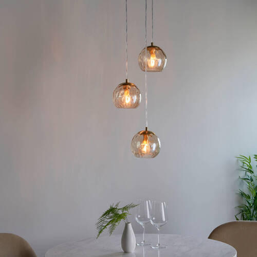 HÄNGELEUCHTE Endon Dimple 31/137.5 cm   - Champagner/Messingfarben, KONVENTIONELL, Glas (31/137.5cm) - ENDON