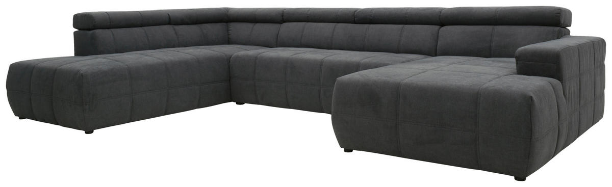 WOHNLANDSCHAFT Dunkelgrau Mikrofaser  - Dunkelgrau/Schwarz, Design, Kunststoff/Textil (228/359/175cm) - MID.YOU
