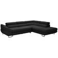 ECKSOFA in Webstoff Schwarz  - Schwarz, Design, Textil/Metall (280/235cm) - Hom`in