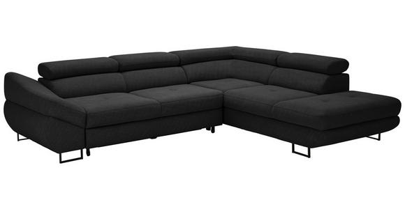 ECKSOFA in Webstoff Schwarz  - Schwarz, Design, Textil/Metall (280/235cm) - Hom`in