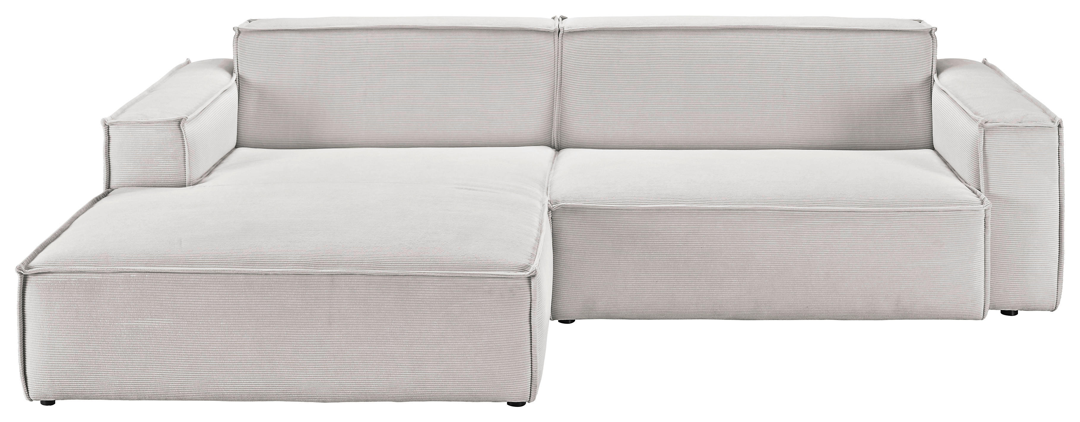 ECKSOFA Hellgrau Feincord  - Hellgrau/Schwarz, KONVENTIONELL, Kunststoff/Textil (168/276cm) - Hom`in