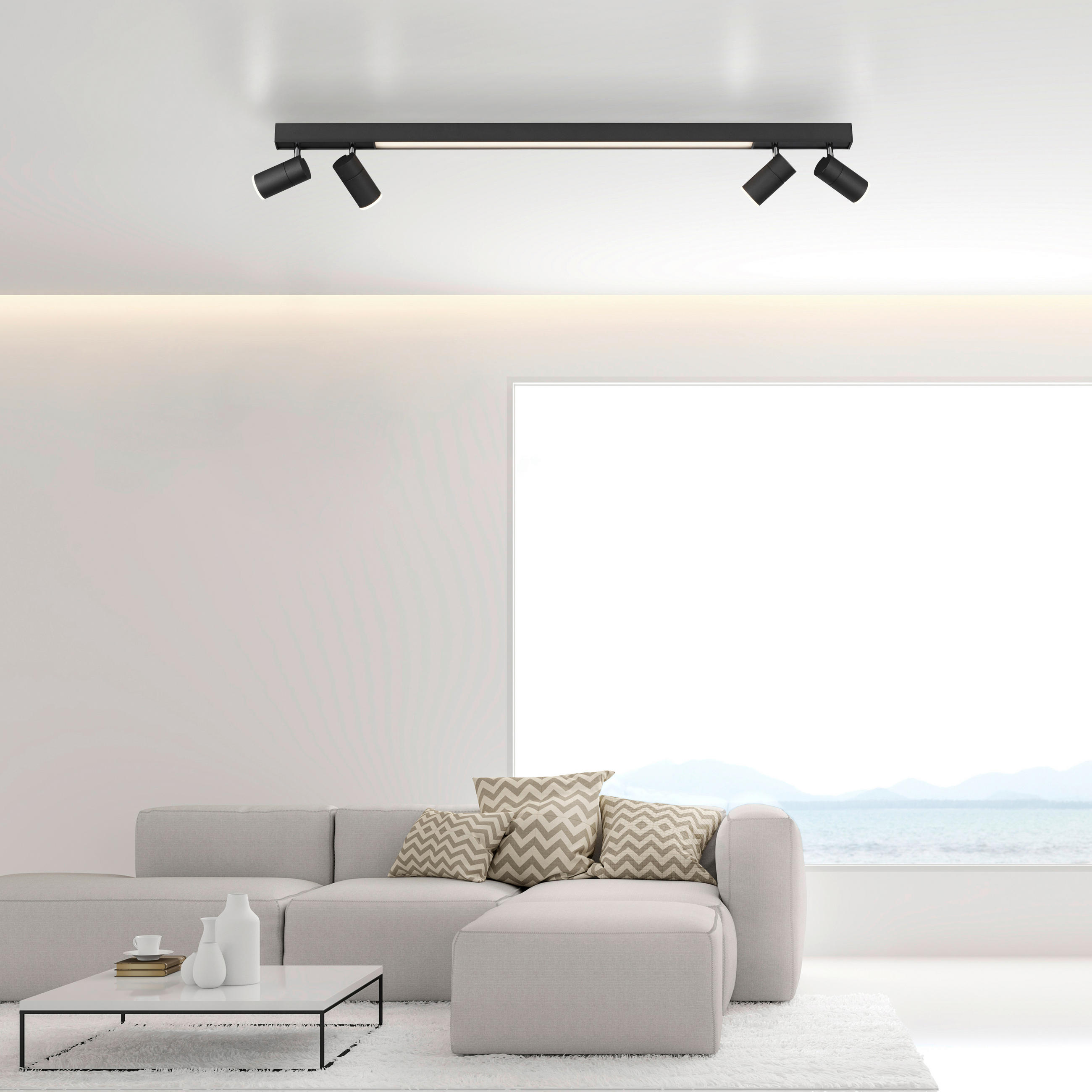 LED-DECKENLEUCHTE Pure-Lines 120/19/15 cm   - Schwarz, Design, Kunststoff/Metall (120/19/15cm) - Neuhaus PURE