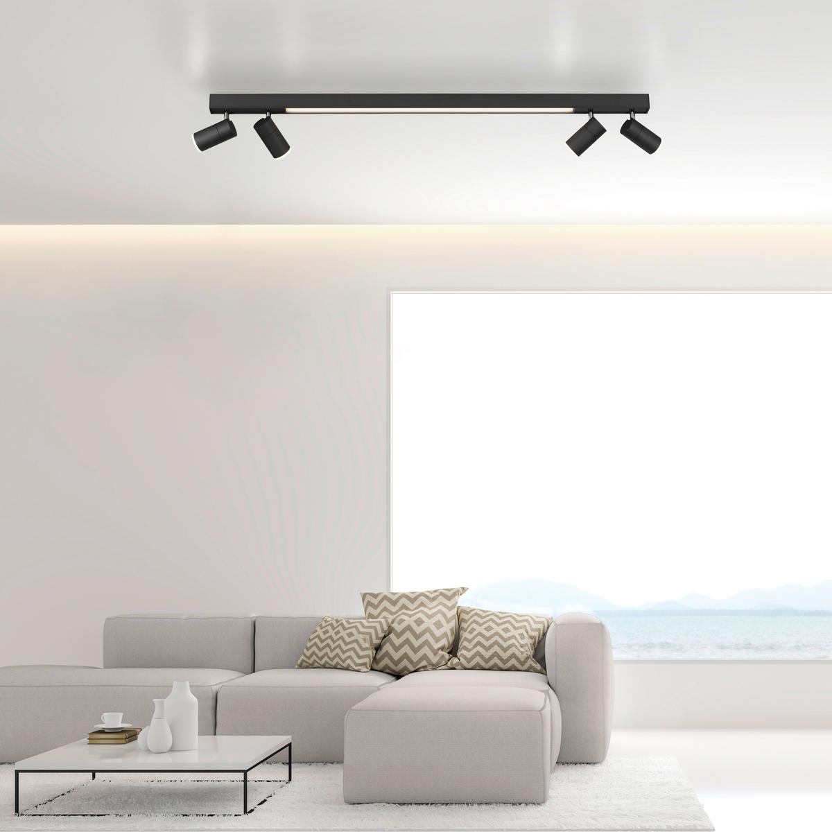 LED-DECKENLEUCHTE Pure-Lines 120/19/15 cm   - Schwarz, Design, Kunststoff/Metall (120/19/15cm) - Neuhaus PURE