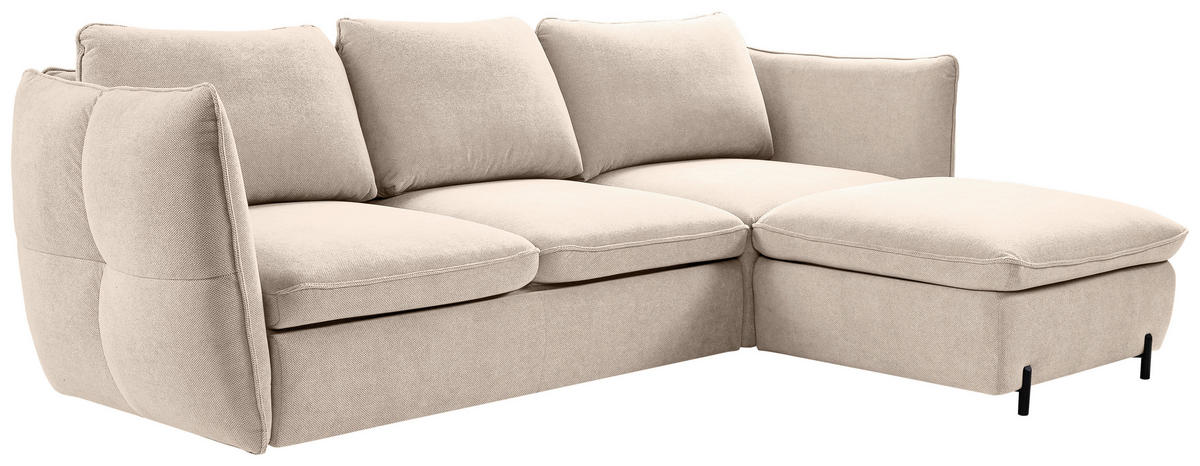 ECKSOFA in Hellbraun  - Hellbraun/Schwarz, MODERN, Textil/Metall (262/178cm) - MID.YOU