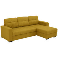ECKSCHLAFSOFA Mikrofaser Senfgelb Vorziehbank  inkl. Bettkasten, Schlaffunktion  - Senfgelb/Schwarz, Design, Kunststoff/Textil (240/160cm) - Livetastic