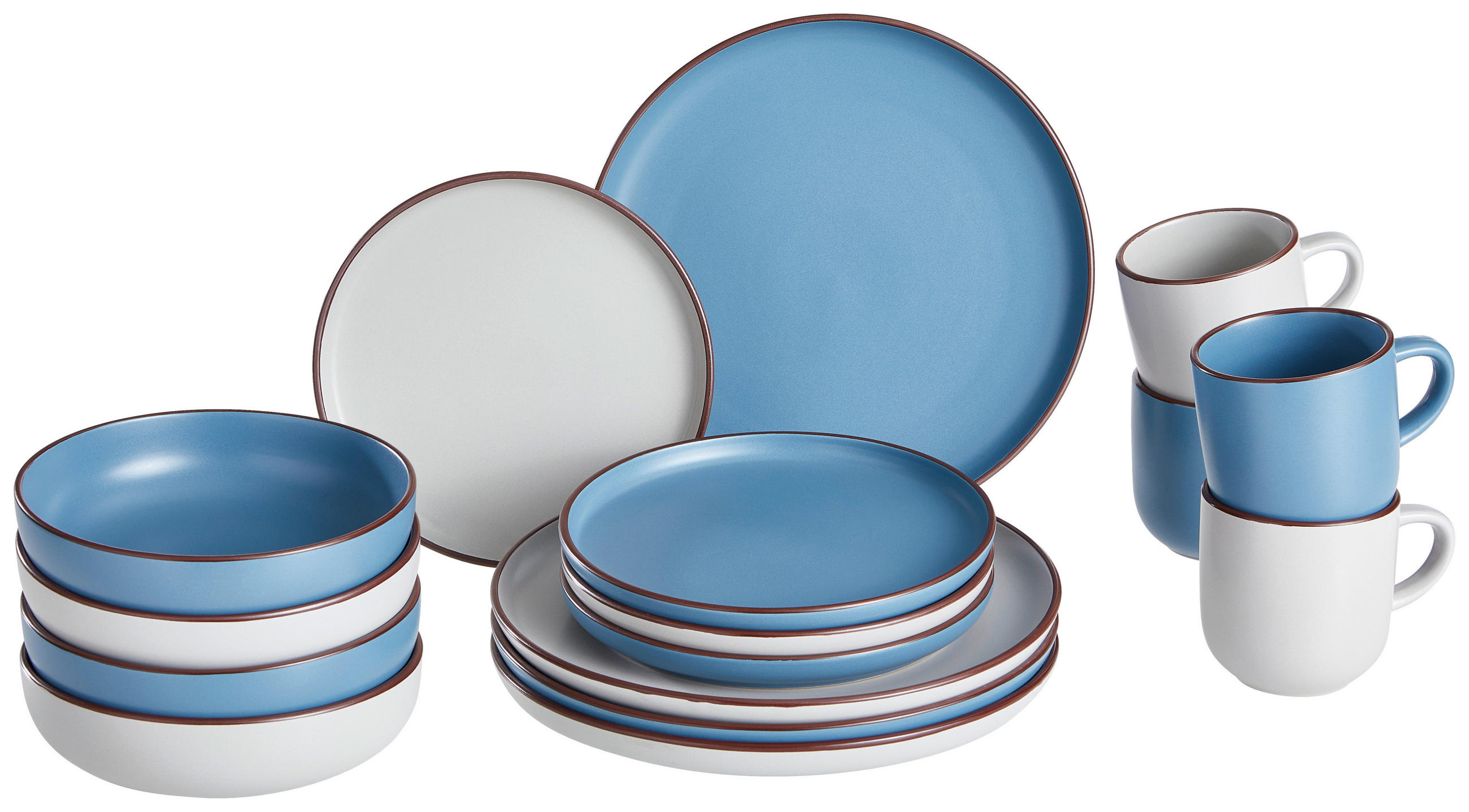 KOMBISERVICE 16-teilig  - Blau/Beige, Basics, Keramik - Creatable