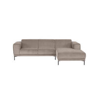 ECKSOFA in Cord Taupe  - Taupe/Schwarz, Design, Textil/Metall (262/183cm) - MID.YOU