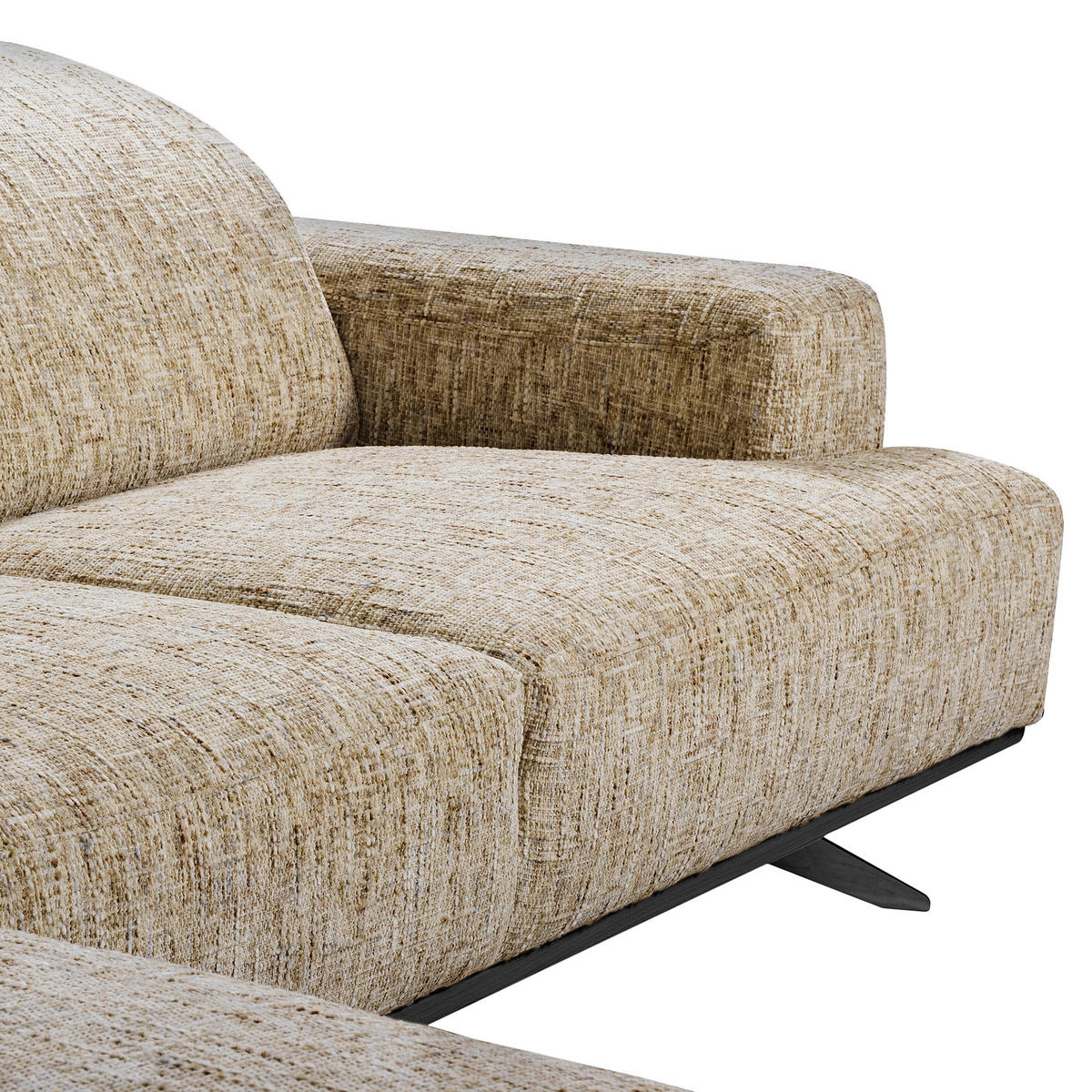ECKSOFA PORTLAND Hellbraun Struktur Kopfteilverstellung  - Hellbraun/Schwarz, Design, Holz/Textil (187/295cm) - Livetastic