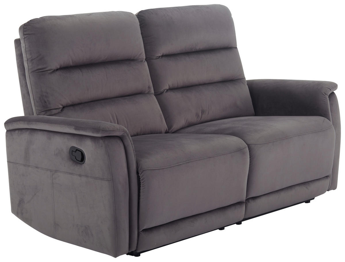 SITZGARNITUR Velours Grau  - Schwarz/Grau, KONVENTIONELL, Textil/Metall - P & B