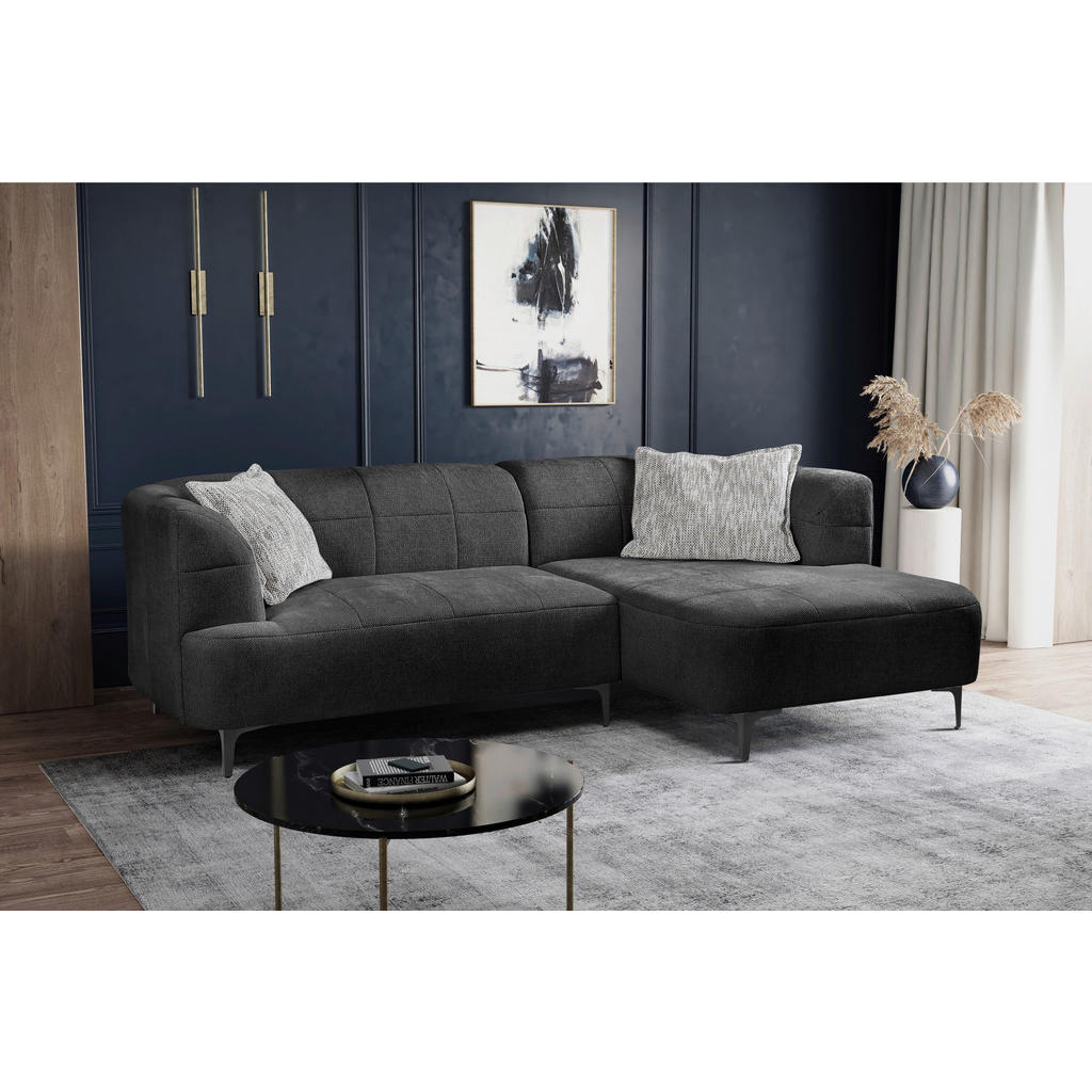Thumbnail - Mid.you Ecksofa, Dunkelgrün, Textil, 3-Sitzer, Füllung: Polyurethan (Pur), Ottomane rechts, L-Form, 247x158 cm, Made in ...