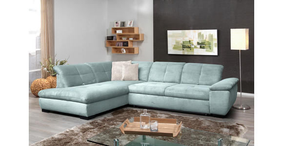 ECKSOFA in Cord Pastellblau  - Pastellblau/Schwarz, Design, Textil/Metall (242/313cm) - Xora