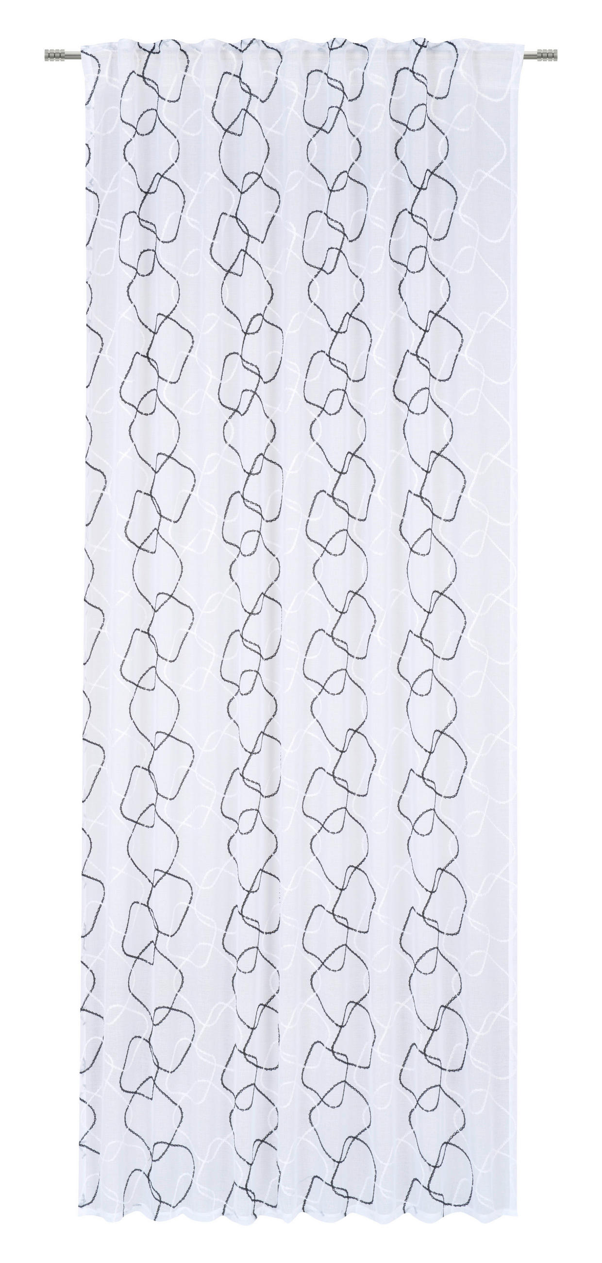 KONČANA ZAVESA  prosojno   140/245 cm  - črna/bela, Konvencionalno, tekstil (140/245cm) - Esposa