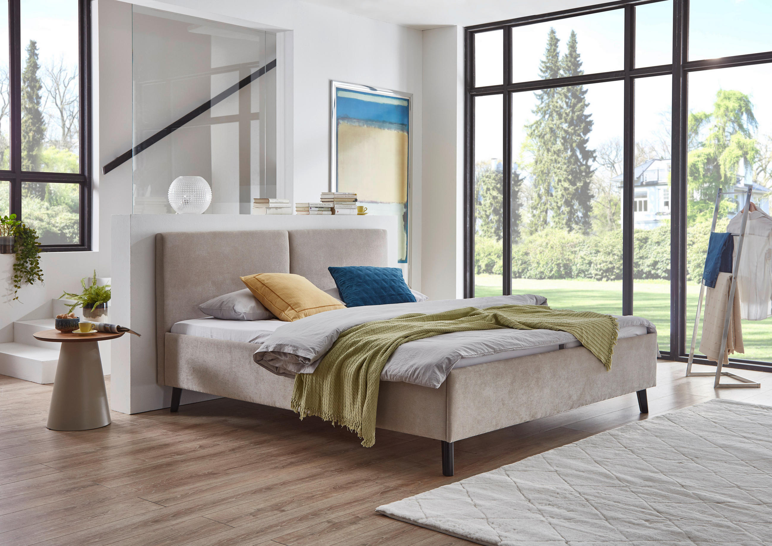 POLSTERBETT 160/200 cm  in Beige  - Beige/Schwarz, Basics, Holz/Textil (160/200cm) - Boxxx