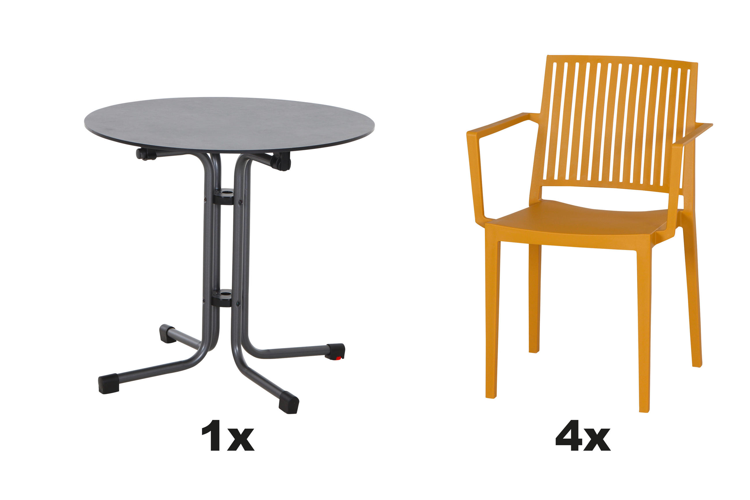 GARTENGARNITUR 5-teilig Stahl  - Anthrazit/Gelb, Basics, Kunststoff/Metall (57/80/56cm) - Siena Garden