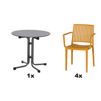GARTENGARNITUR 5-teilig Stahl  - Anthrazit/Gelb, Basics, Kunststoff/Metall (57/80/56cm) - Siena Garden