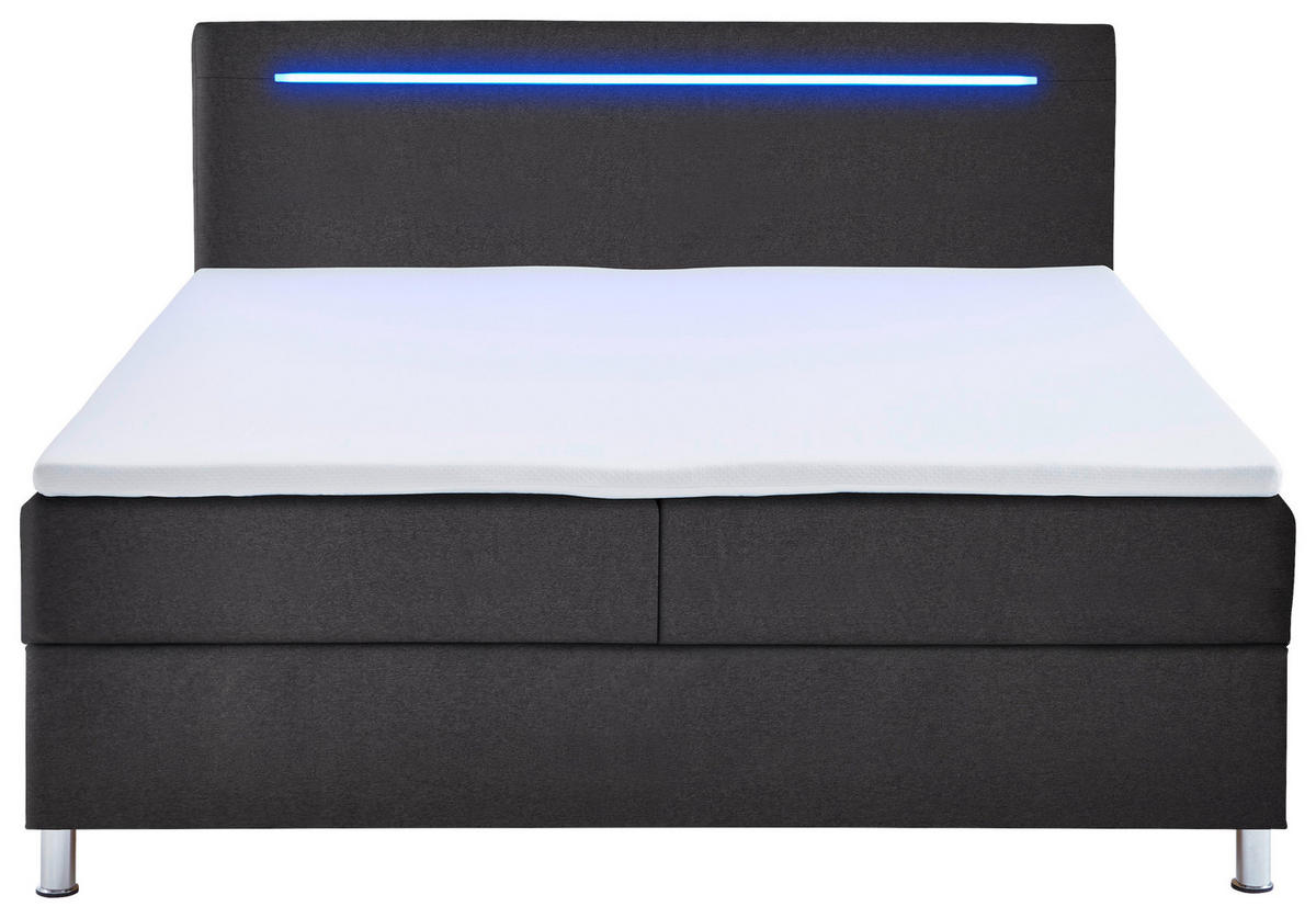 BOXBETT 180/200 cm  in Anthrazit  - Chromfarben/Anthrazit, MODERN, Textil/Metall (180/200cm) - Livetastic