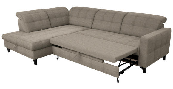 ECKSOFA in Webstoff Beige 216/297 cm - Beige/Schwarz, Design, Holz/Textil (216/297cm) - Xora