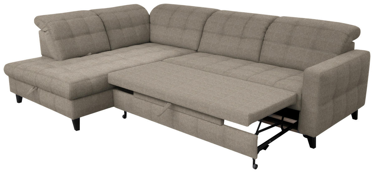 ECKSOFA in Webstoff Beige  - Beige/Schwarz, Design, Holz/Textil (216/297cm) - Xora