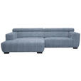 ECKSOFA in Webstoff Blau  - Blau/Schwarz, KONVENTIONELL, Textil/Metall (182/279cm) - Hom`in