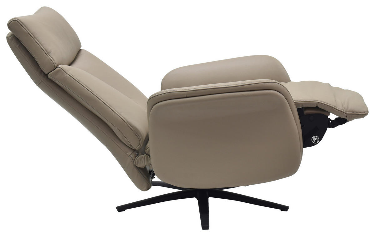 RELAXSESSEL Echtleder    - Schwarz/Grau, Design, Leder/Holz (75/109/84/148/84cm) - Livetastic
