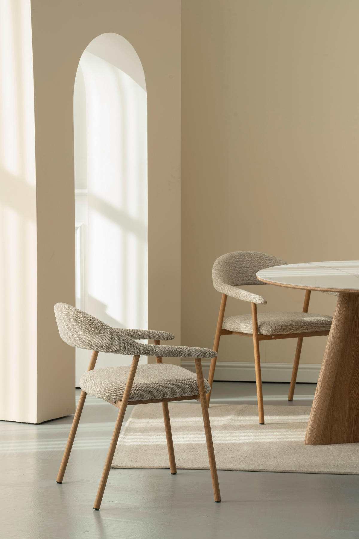 ARMLEHNSTUHL   Bouclé  - Taupe/Walnussfarben, Basics, Holz/Textil (59/75/62cm) - Livetastic