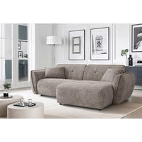 ECKSOFA Nelia Braun Chenille  - Schwarz/Braun, Design, Kunststoff/Textil (252/155cm) - P & B