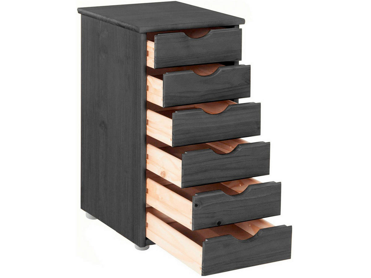 KOMMODE GENOVA, 34/66/39 cm, 6 Schublade(n)  - Silberfarben/Schwarz, Design, Holz/Kunststoff (34/66/39cm) - Livetastic